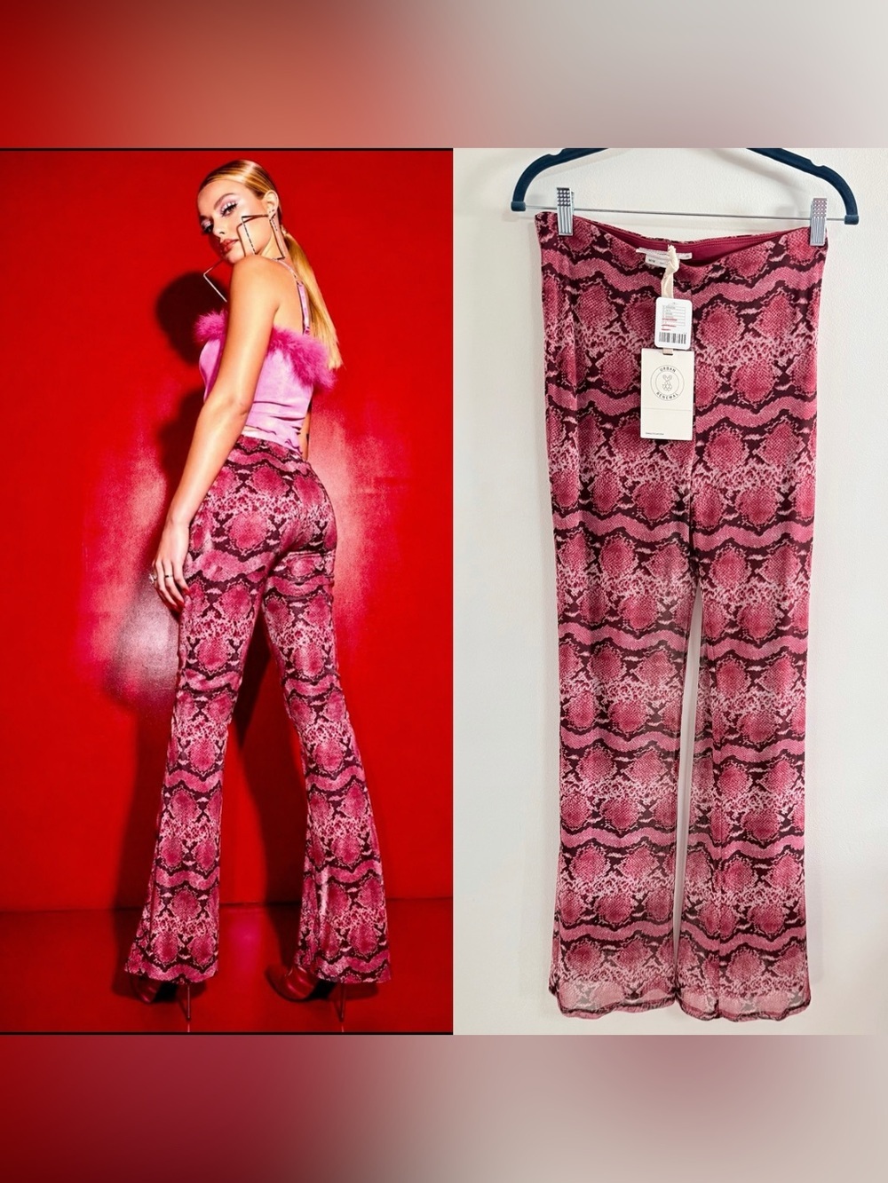 Urban Renewal Pink Snake Print Sheer Pants